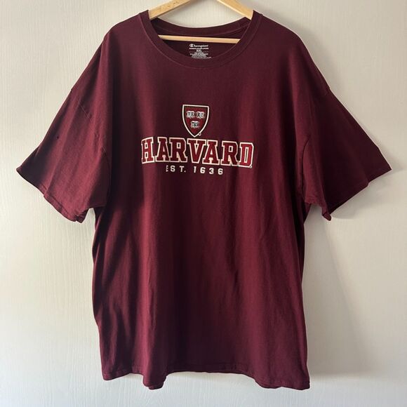 Harvard University Graduate College‎ School Crest Stitched T-Shirt Burgundy XXL - Picture 1 of 6